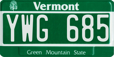 VT license plate YWG685