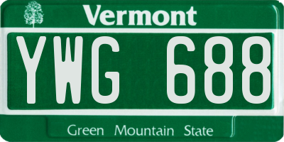 VT license plate YWG688