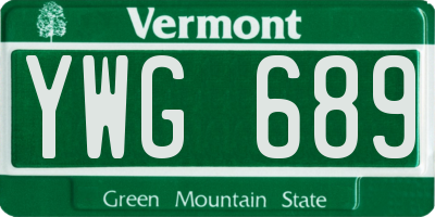 VT license plate YWG689
