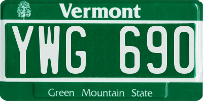 VT license plate YWG690