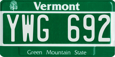 VT license plate YWG692