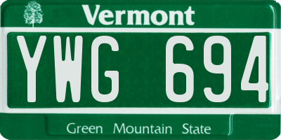 VT license plate YWG694