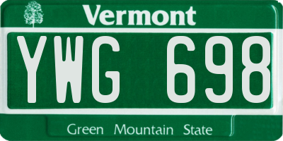 VT license plate YWG698