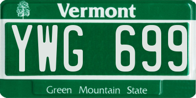 VT license plate YWG699