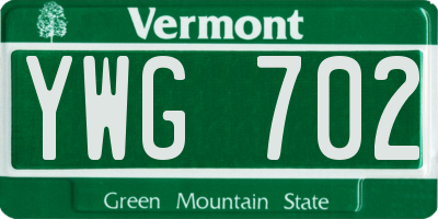 VT license plate YWG702