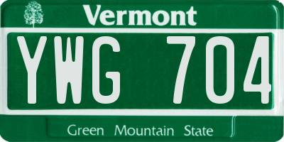 VT license plate YWG704