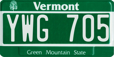 VT license plate YWG705