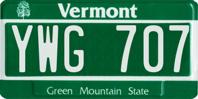 VT license plate YWG707