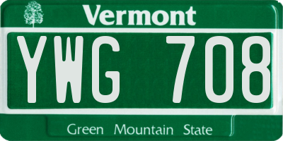 VT license plate YWG708