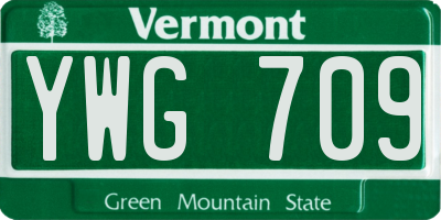 VT license plate YWG709