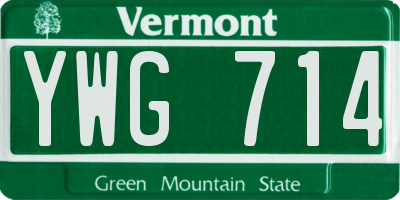 VT license plate YWG714