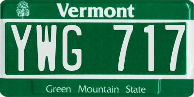 VT license plate YWG717