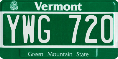 VT license plate YWG720