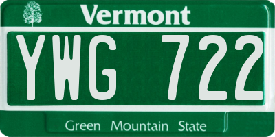 VT license plate YWG722