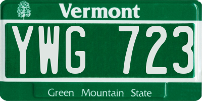 VT license plate YWG723