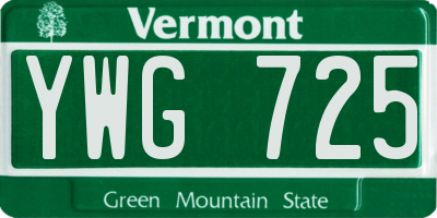 VT license plate YWG725