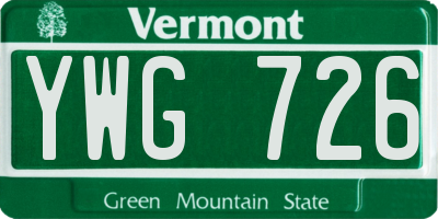 VT license plate YWG726