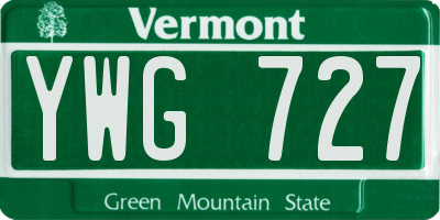VT license plate YWG727