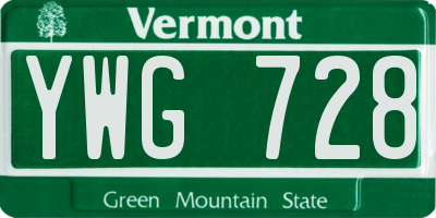 VT license plate YWG728