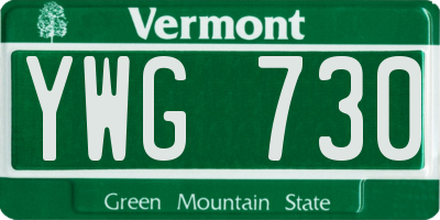 VT license plate YWG730