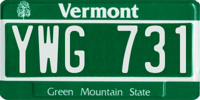 VT license plate YWG731