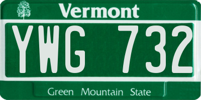 VT license plate YWG732