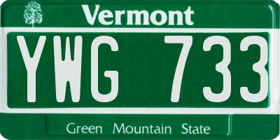 VT license plate YWG733