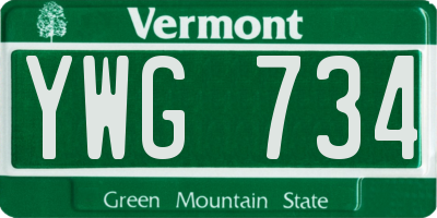 VT license plate YWG734