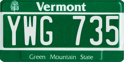 VT license plate YWG735