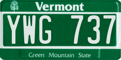 VT license plate YWG737
