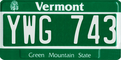 VT license plate YWG743