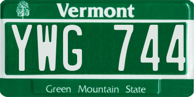 VT license plate YWG744