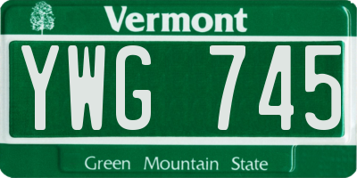 VT license plate YWG745