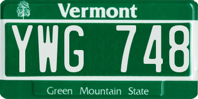 VT license plate YWG748