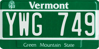 VT license plate YWG749