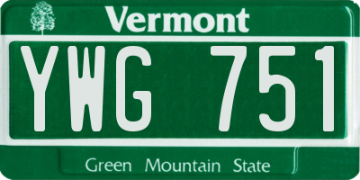 VT license plate YWG751