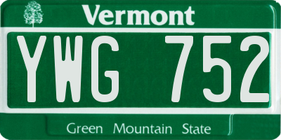 VT license plate YWG752