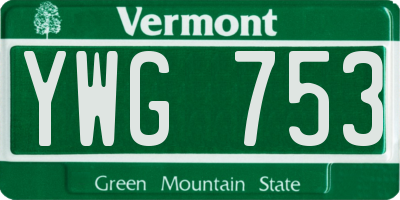 VT license plate YWG753