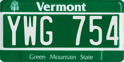VT license plate YWG754