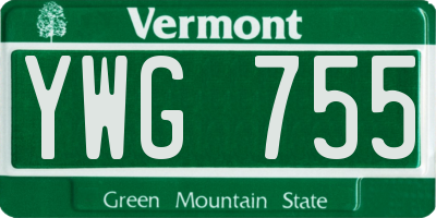 VT license plate YWG755