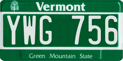 VT license plate YWG756