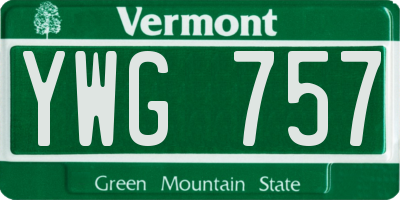 VT license plate YWG757