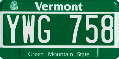 VT license plate YWG758
