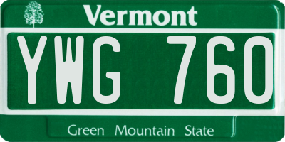VT license plate YWG760