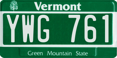 VT license plate YWG761