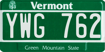 VT license plate YWG762