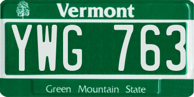 VT license plate YWG763