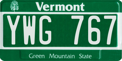 VT license plate YWG767