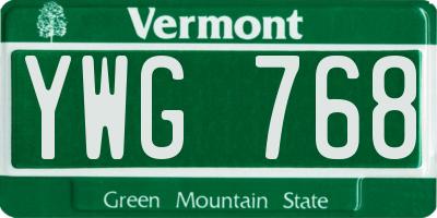 VT license plate YWG768