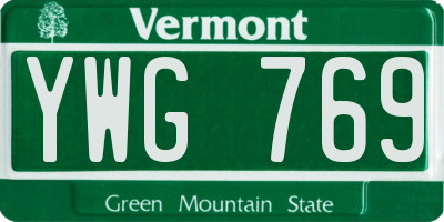 VT license plate YWG769